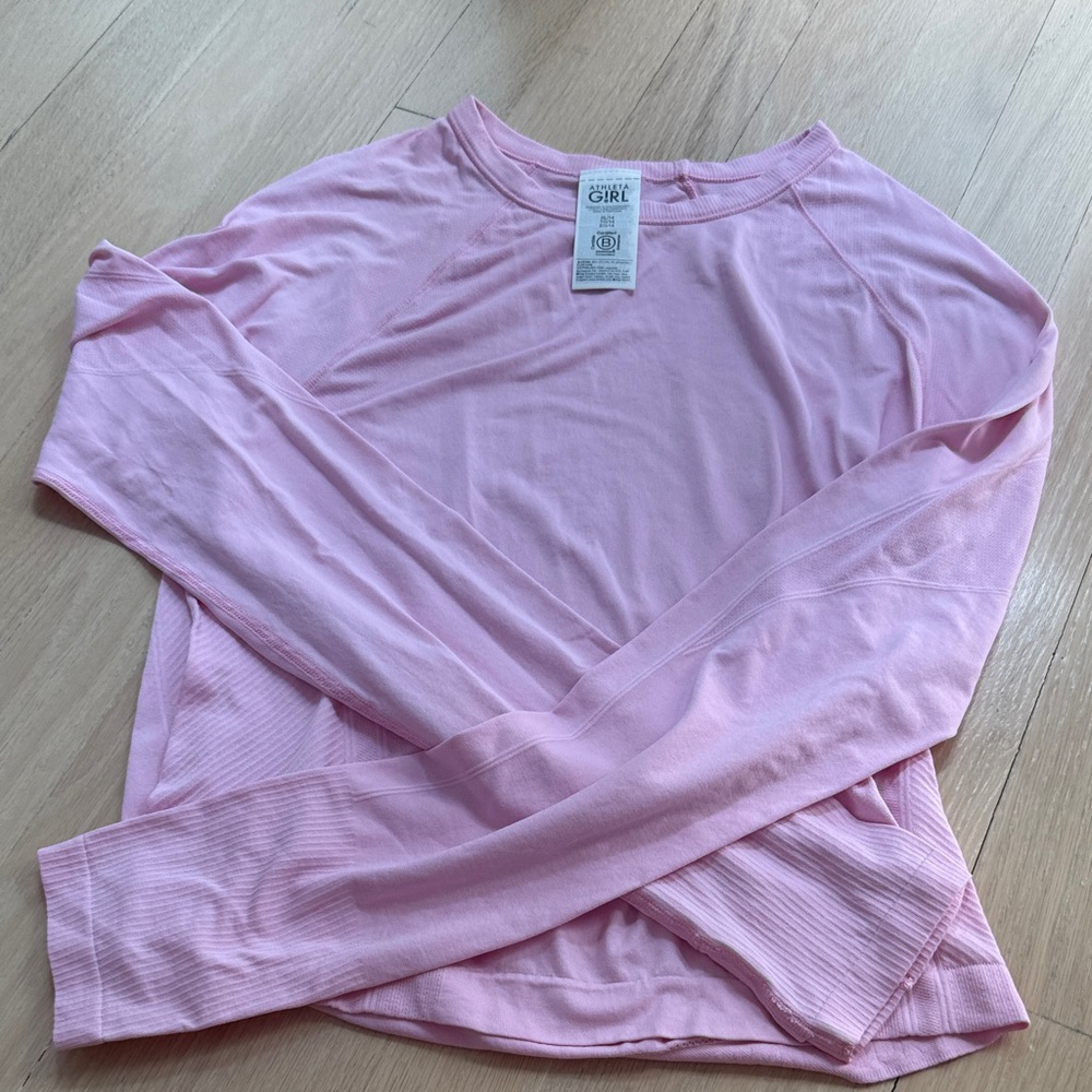 Athleta Girl Light Pink Long Sleeve Tee - Girls Brand New Never Worn